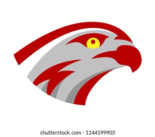 Vector falcon or hawk head sport logo mascot design. American wild eagle abstract bird beak symbol sign concept.