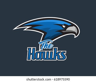 Vector falcon head sports logo illustration. Mascot, T-shirt, sticker, label design.