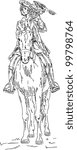 vector - Falconer on horse with her falcon