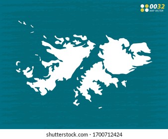 Mapa de vectores de las Islas Malvinas sobre fondo oscuro.