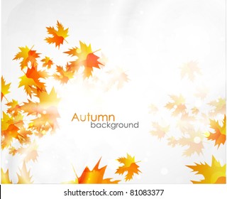 Vector fall background. Orange leaves