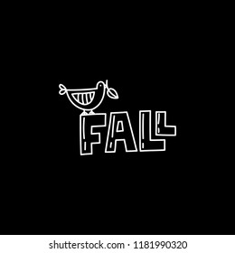 Vector fall doodle illustration with bird with leaf