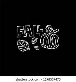 Vector fall doodle illustration with pumpkin and leaves
