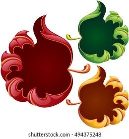 Vector fall leaves frame set in the shape of hand sign good. Red, yellow and green leaf isolated on white background