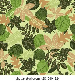 Vector fall leaves seamless pattern background.Perfect for fabric,wallpaper,scrapbooking and wrapping paper projects.
