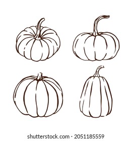 Vector Fall Line Art Pumpkin Set Stock Vector (Royalty Free) 2051185559 ...