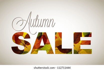 Vector Fall Sale Poster / Illustration With Colorful Leafs