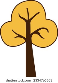 Vector fall season, gold leaves tree icon. Vector yellow tree icon.