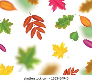 Vector falling autumn leaves blur effect background.