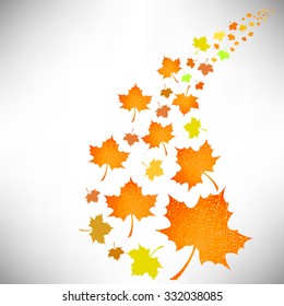 Vector Falling Autumn Leaves Isolated on White Background