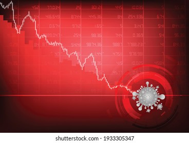 Vector : Falling business graph with virus on stock board