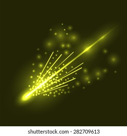 Vector Falling Comet Isolated on Nignt Sky Background