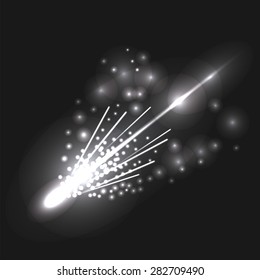 Vector Falling Comet on Dark Night Sky for Your Design