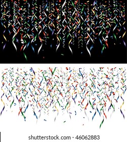 vector falling confetti on black and white