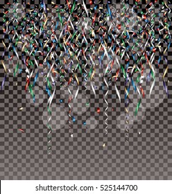 Vector Falling Confetti On Transparent Background, Layered And Editable