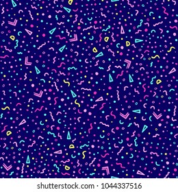 Vector Falling Confetti Party Seamless Pattern. Pop Art Fashion Festival Abstract Background