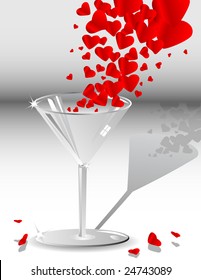 vector falling hearts and glass