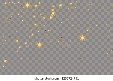 Vector falling of lights isolated on transparent . Christmas shining .Falling glitter light effect . snowfall