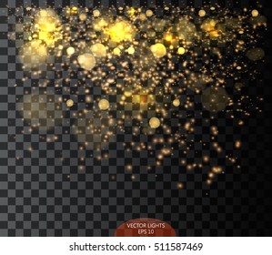 Vector falling of lights isolated on transparent . Christmas shining .Falling glitter light effect . snowfall