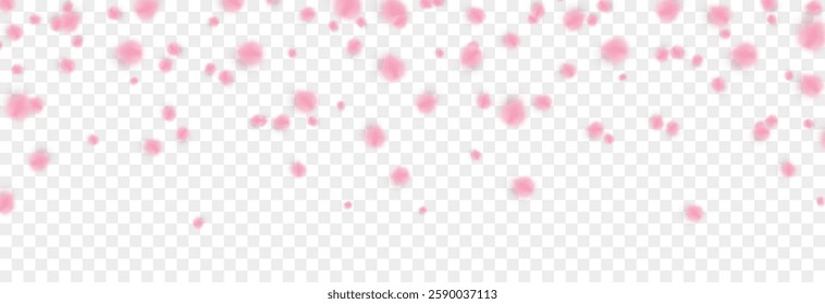 Vector falling petals png. Flying rose, sakura, or cherry blossom petals on a transparent background. Romantic background.