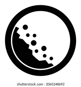 Vector Falling Rocks Sign Glyph Icon Design
