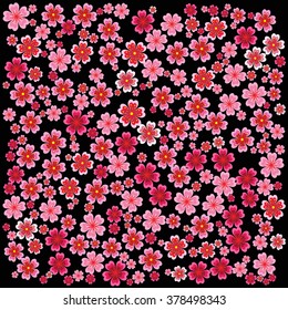 Vector falling sakura pink flowers background