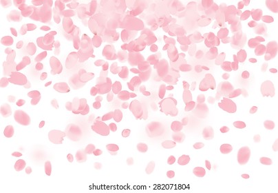 Vector falling sakura pink petals background