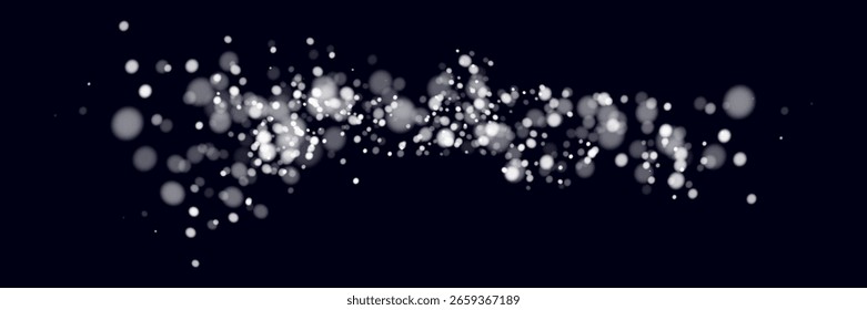 Vector falling snow effect isolated on transparent background with blurred bokeh.