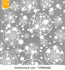 Vector falling snow effect isolated on transparent background with blurred bokeh. EPS 10.