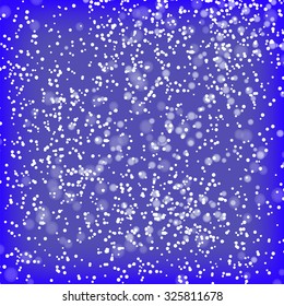 Vector Falling Snow on Blue Background. Winter Pattern