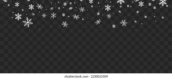 Vector Falling Snowflakes Navidad y decoración de Año Nuevo aislados en un fondo transparente. Nieve blanca volando sobre transparente. Invierno 