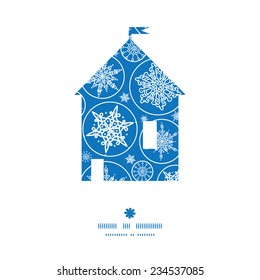 Vector falling snowflakes house silhouette pattern frame