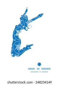 Vector falling snowflakes jumping girl silhouette pattern frame