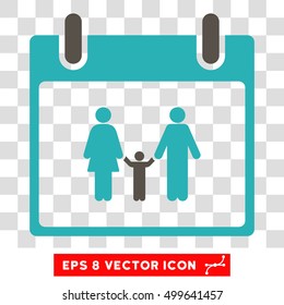 Vector Family Calendar Day EPS vector icon. Illustration style is flat iconic bicolor grey and cyan symbol on a transparent background.