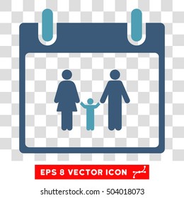 Vector Family Calendar Day EPS vector pictogram. Illustration style is flat iconic bicolor cyan and blue symbol on a transparent background.