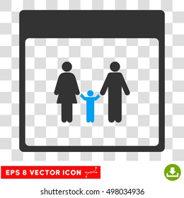 Vector Family Calendar Page EPS vector pictograph. Illustration style is flat iconic bicolor blue and gray symbol on a transparent background.