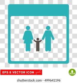 Vector Family Calendar Page EPS vector pictograph. Illustration style is flat iconic bicolor grey and cyan symbol on a transparent background.