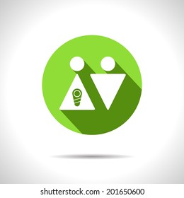 Vector family with child flat green icon. Eps10