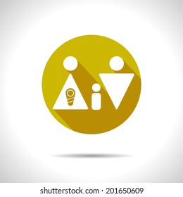 Vector family with child flat yellow icon. Eps10
