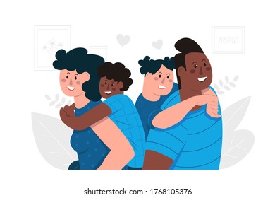 Vector family concept illustration. No racism