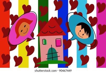 Vector- Family. Concept : If we love each other , Family will be happy.