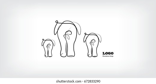 Vector family elephants on white background, Vector illustration.