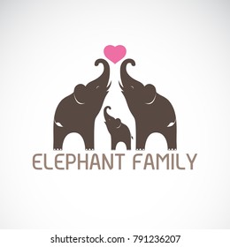 Vector of family elephants and pink heart on white background, Wild Animals, Easy editable layered vector illustration.