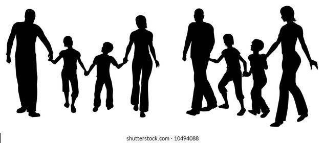 vector family of four silhouette