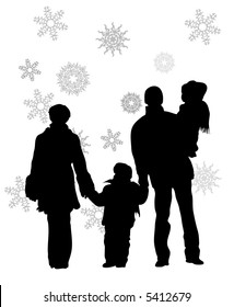 vector family of four winter