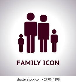 Vector family icon on light background. Silhouettes of people standing together. Good for logo, badges, labels etc.
