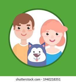 vector family illustration icon with man, woman and dog