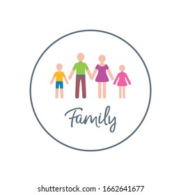 Vector family logotype design template with two children
