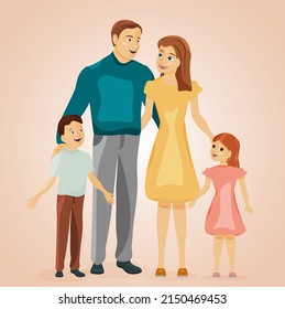 Vector Family: mom, Dad, daughter and son. International holiday Family Day, Children's Day, Parents' Day.