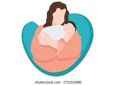 Vector family mother holding a baby happily on Mother's Day.